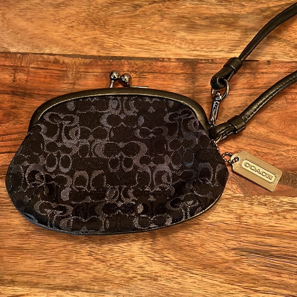 Authentic Coach Tiny Wristlet - Black And Silver,… - image 2